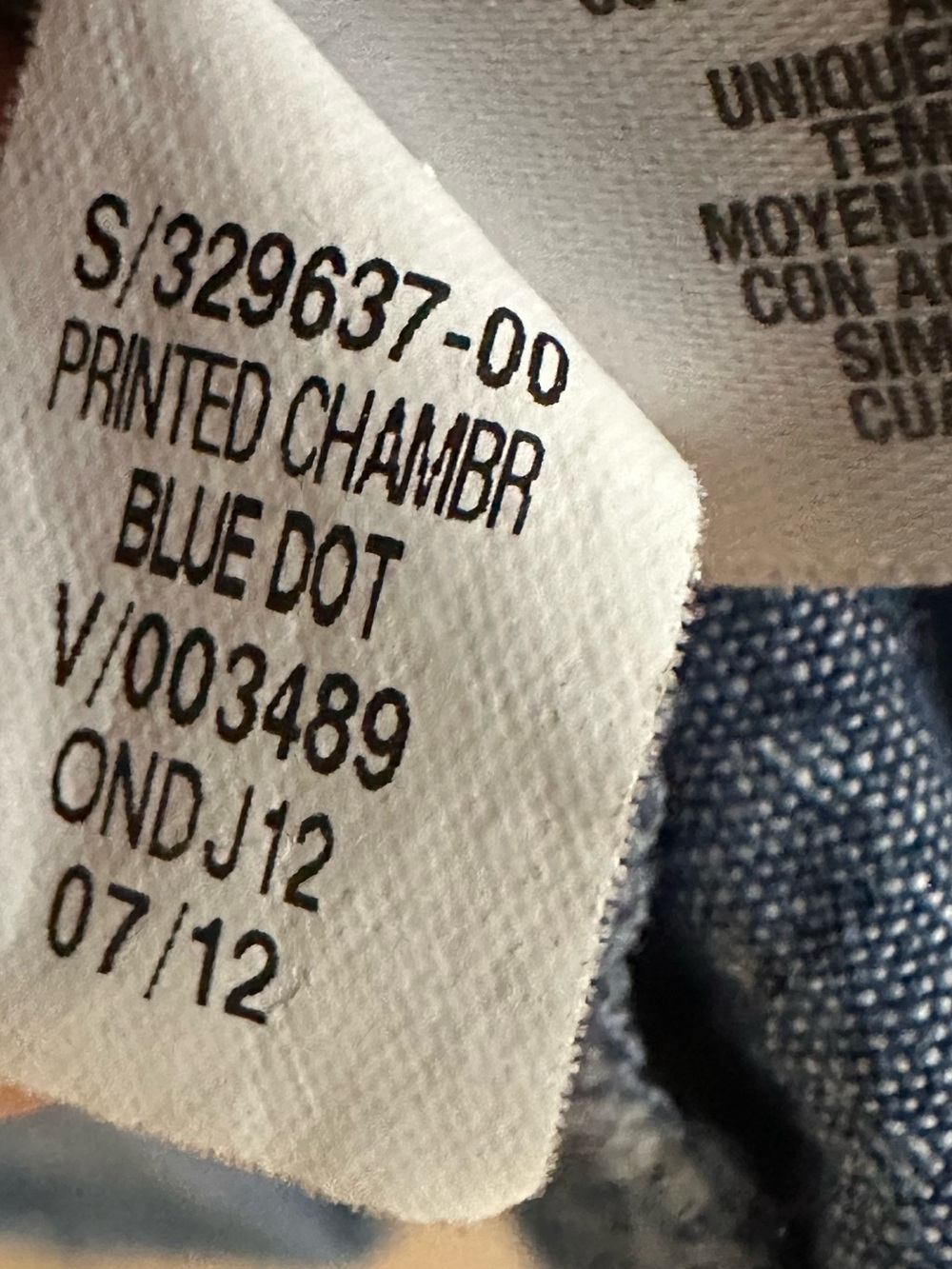 Printed chambray blue dot oversized shirt l - Picture 6 of 7
